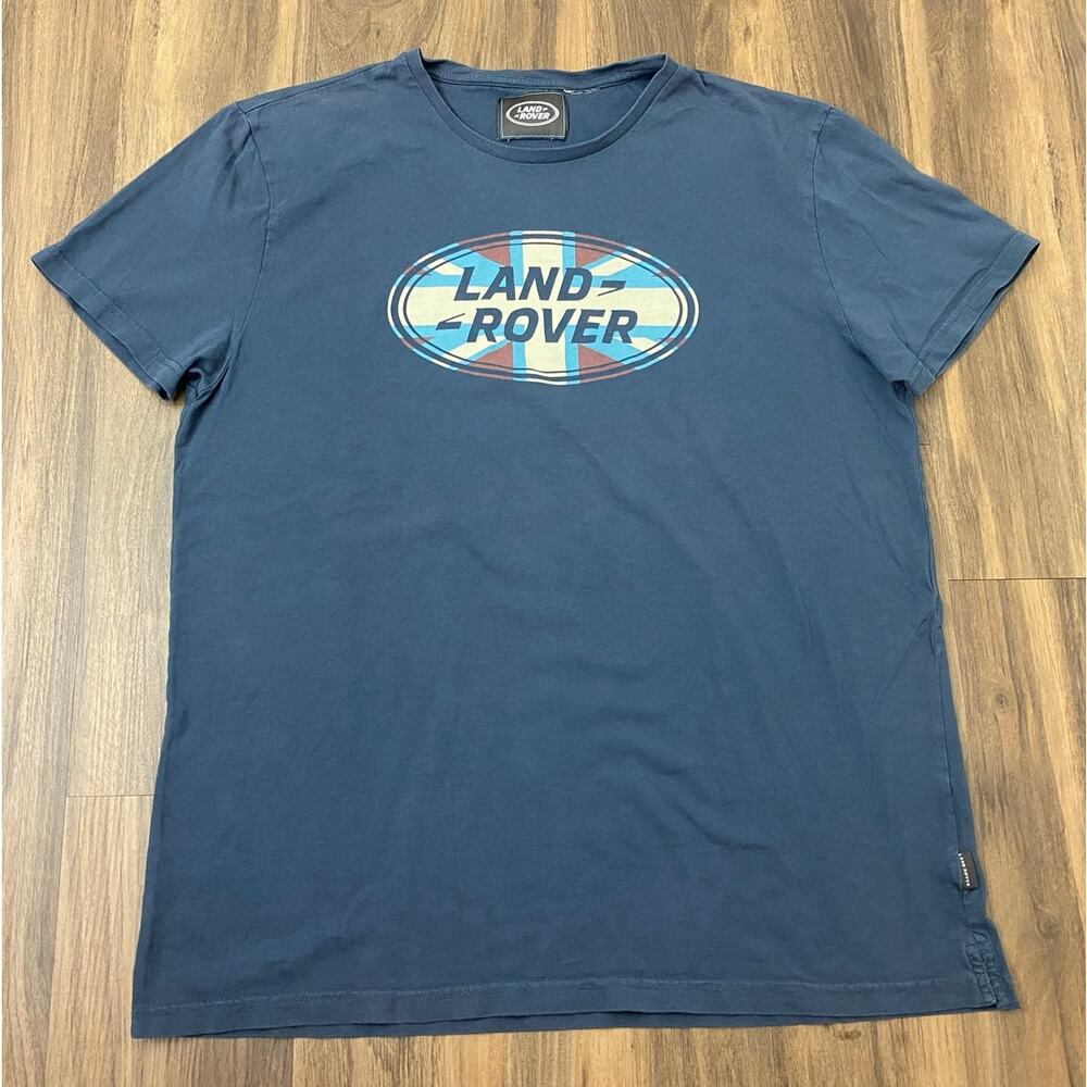 Men Land Rover Union Jack flag logo graphic cotton short sleeve t-shirt, M